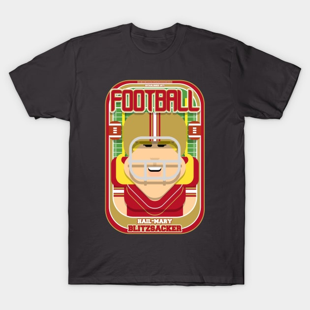 American Football Red and Gold - Hail-Mary Blitzsacker - Hazel version T-Shirt by Boxedspapercrafts